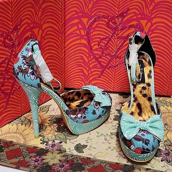 IRON FIST LOCO KOKO Platform Heels In Turquoise size 7 NWT & Box - Picture 3 of 10